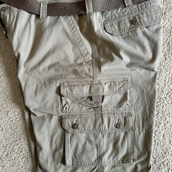 Lee Dungaree Men's Cargo Shorts Belted Pockets Flat Front Tan Size 44 - Picture 6 of 12